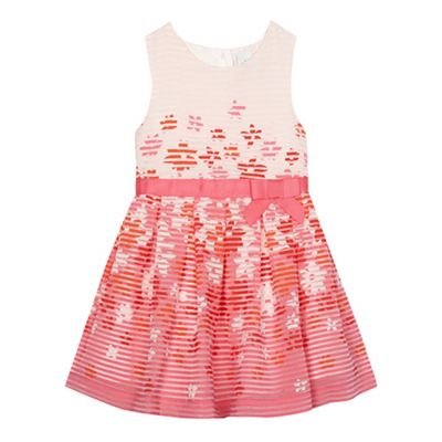 Girls' pink floral burnout dress